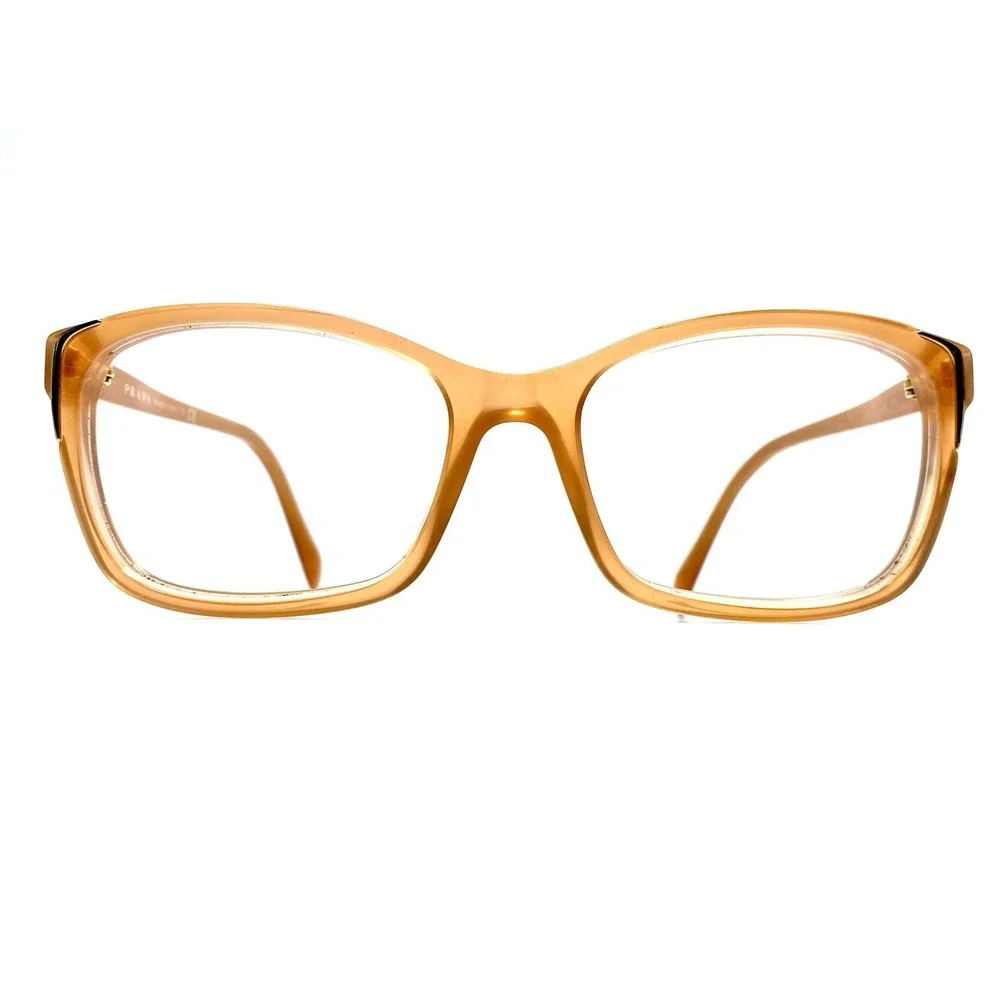 New Prada Orange Tan Nude Gold Cat Eye Glasses Italy SPR02O HA01Z1 54 17 140